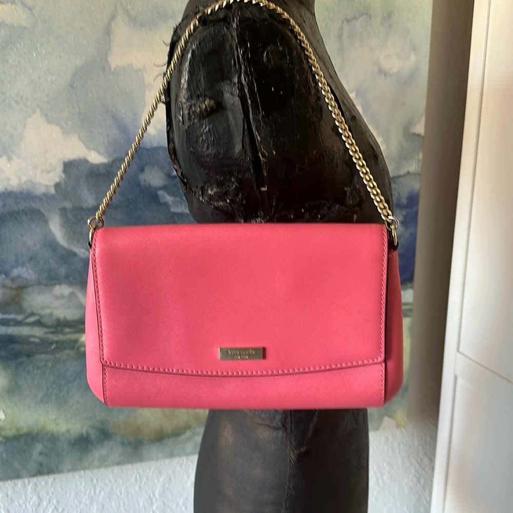 kate spade Pink Leather Crossbody Shoulder Bag with Gold Chain